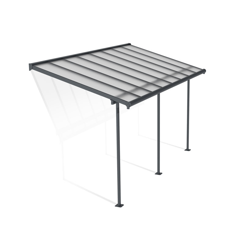 Palram - Canopia Sierra 15.5' W x 7.5' D Polycarbonate Aluminum Stationary Slope Patio Awning Gray/Diffused Clear, Gray