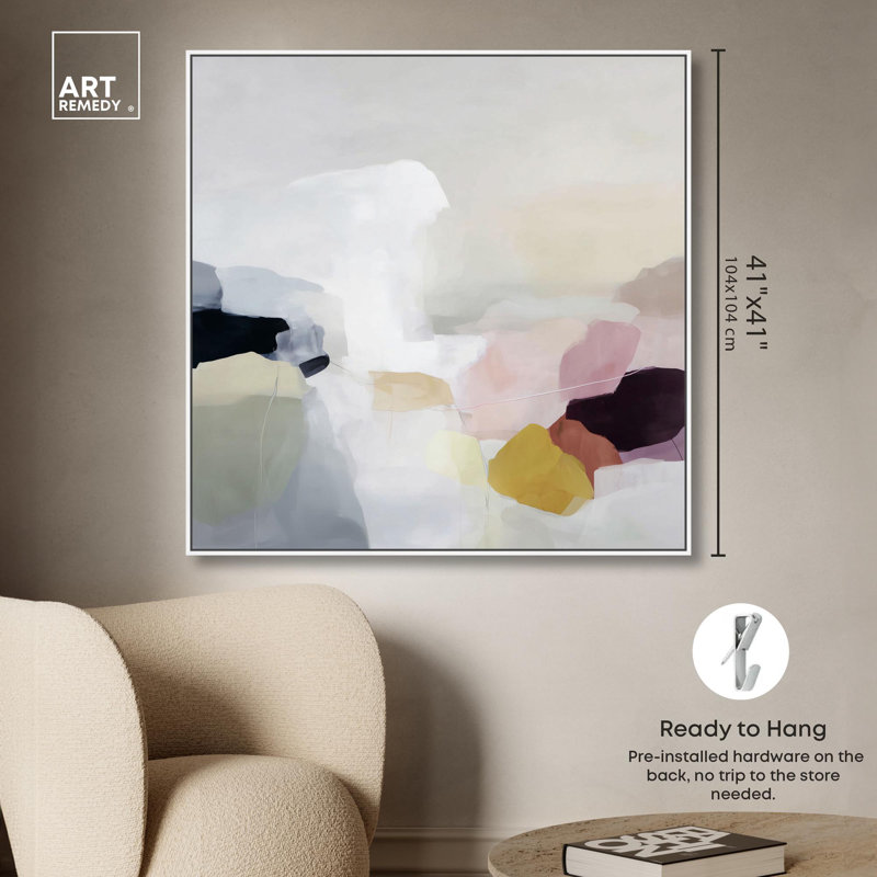 «Ephemeral Vista Blue Decor» par Art Remedy, H 24 po x l 24 po, White Frame