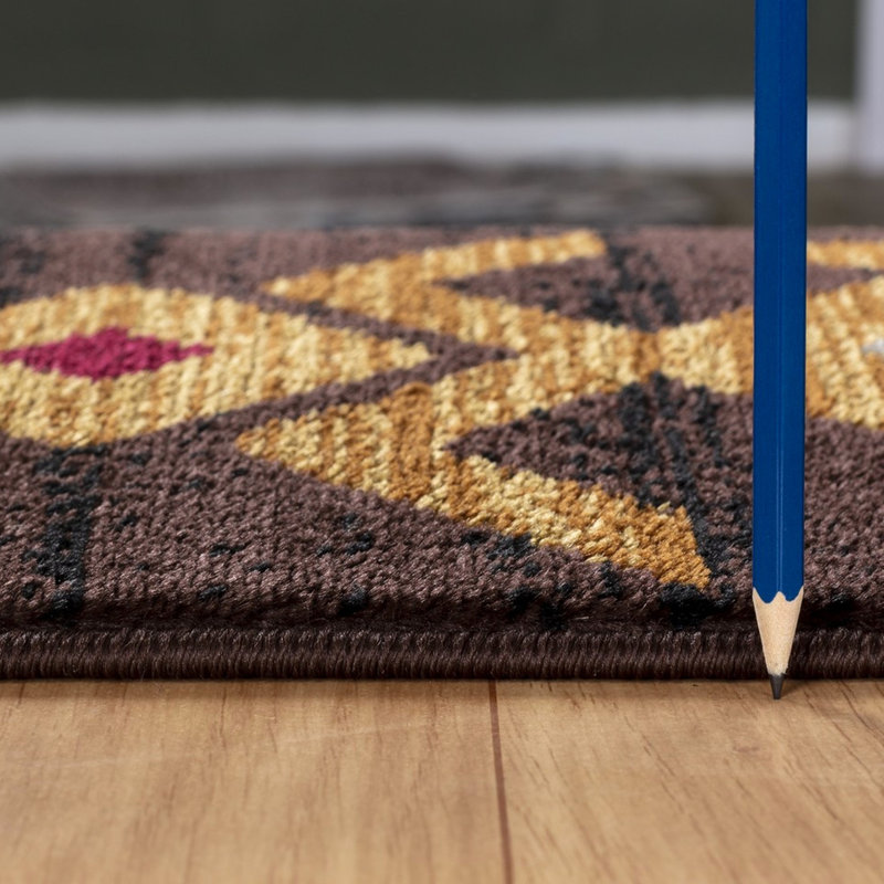 Area Rug In Brown, Tribes Gcyls4005, 2.58 Ft. X 7.25 Polypropylene With Jute Backing. And Stain . Suited For Active Households. & Pet . Soft Appealing. 0.39" Pile Height. Made Turkey Brown 2 7 In.