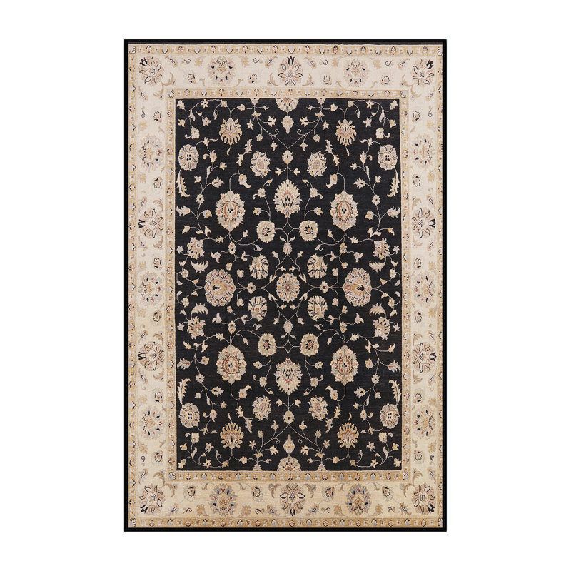 Tapis oriental noir / beige Nafne, Tapis de couloir 2 pi x 5 pi