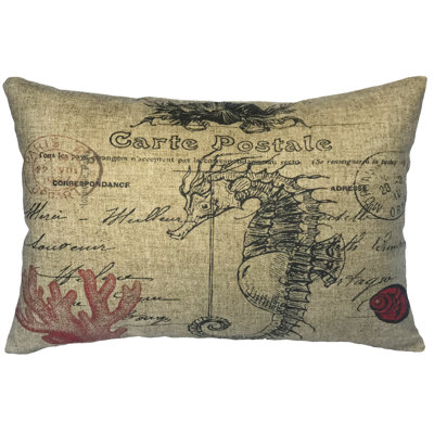  Coastal Seahorse Linen Lumbar Pillow