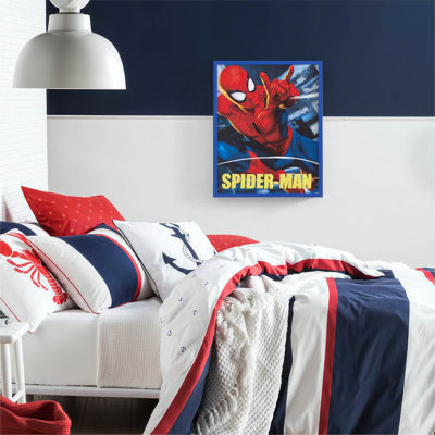 Art mural Marvel Spiderman, décoration de super-héros encadrée de 20 po x 16 po pour chambre d'enfant, salle de jeux ou salle de jeux, œuvre d'art dynamique avec pose capitonnée «Spider-Man» pour la décoration de la chambre des garçons