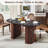 63" Fluted Oval Dining Table Double Pedestal Kitchen Table For 4-6 With Thickened Edge & Semi-cylindrical Base-1960559991