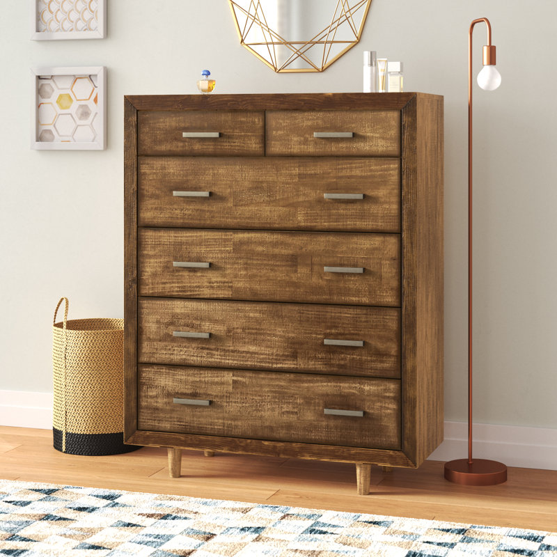 Peloquin Solid Wood 44'' W 6 - Drawer Dresser, Teak Brown