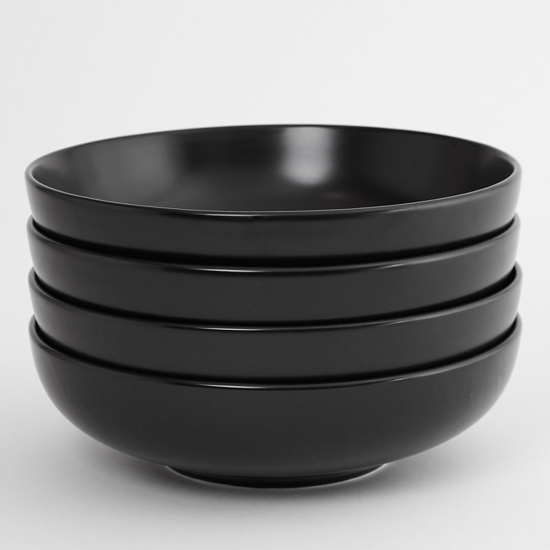 Euro Essential 9.25'' Bistro Bowl - (Set of Four), Black Semi Matte