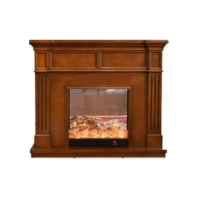 Walnut Solid Wood Freestanding Fireplace