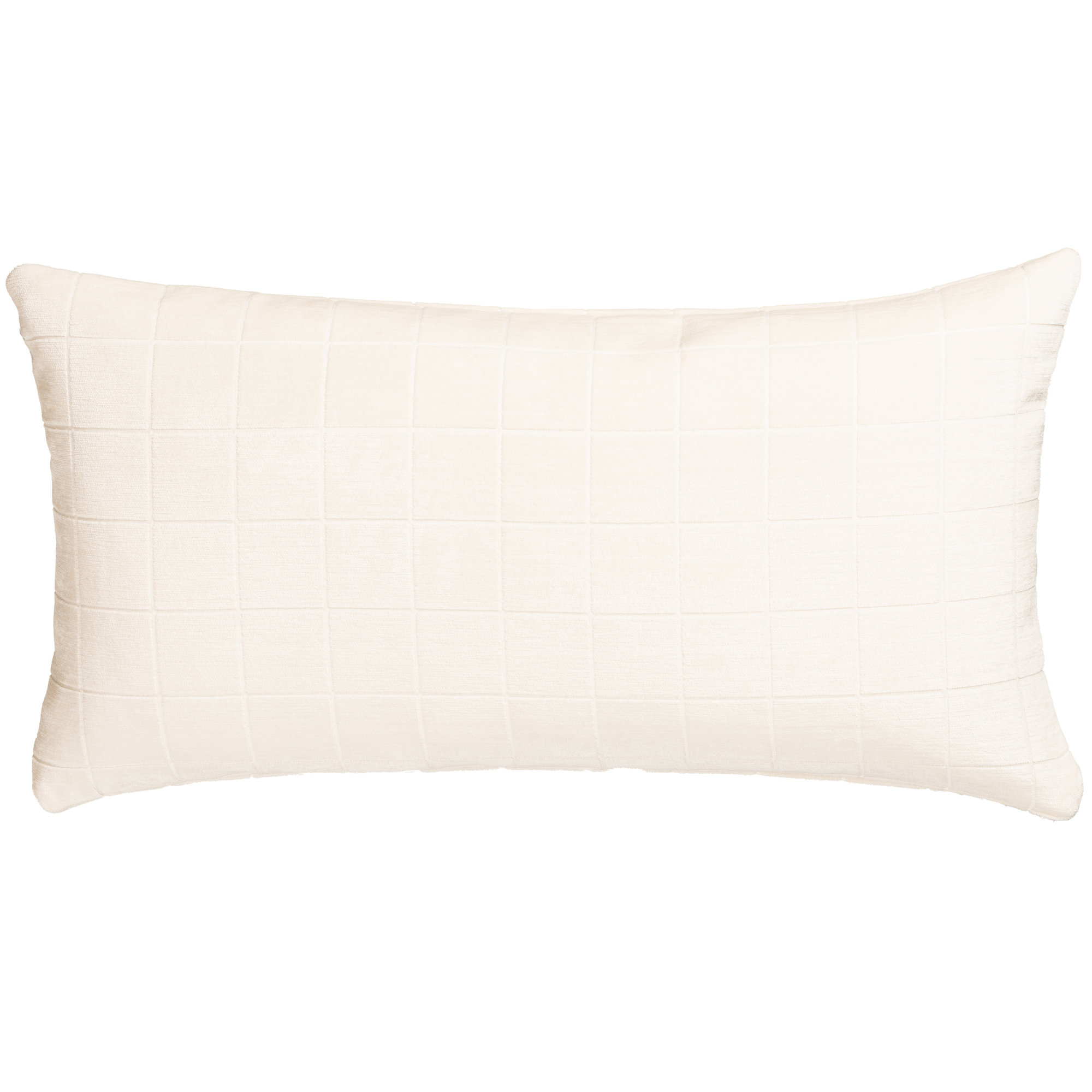 Otterville Velvet Grid Lumbar Pillow, Ivory Geometric, 14"H x 26"W, Feather
