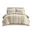 Housse de couette pour lit double / grand en coton 3 pièces avec décor alternatif rayé et fermeture à boutons
