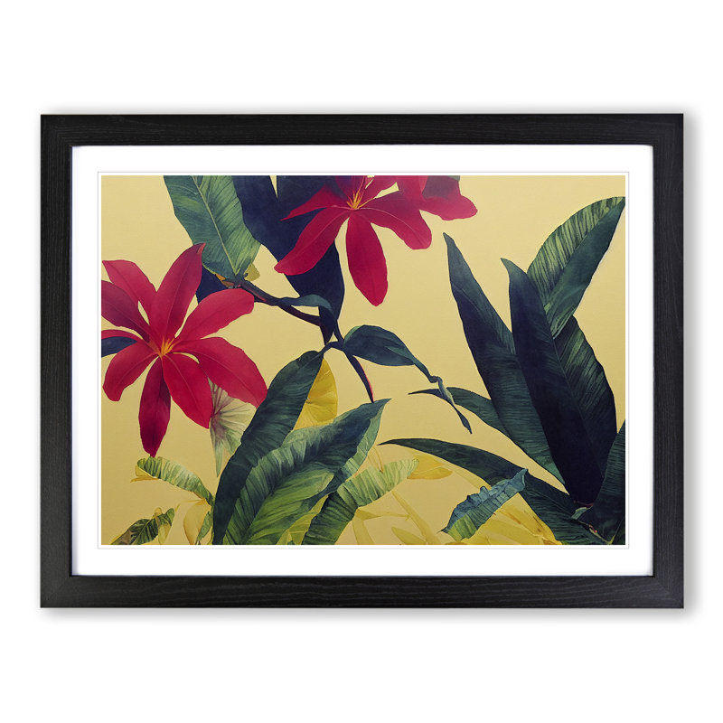 Tropical Flowers - Single Picture Frame Painting, Black, 46cm H x 64cm W x 2cm D