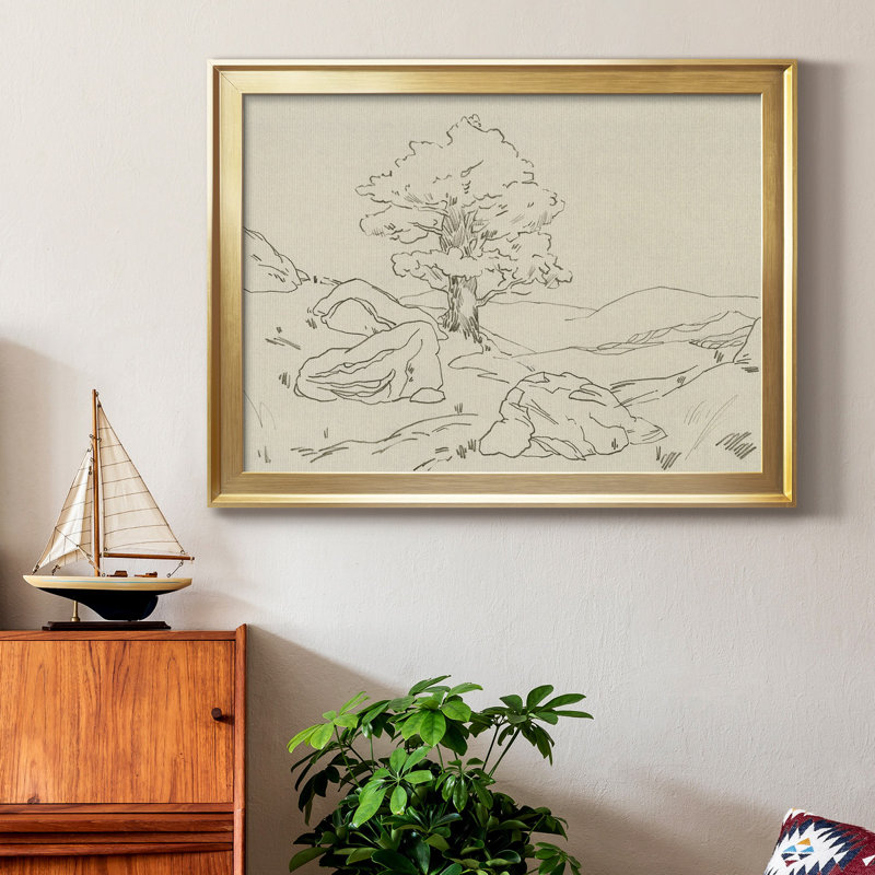 Chêne Christchurch II, Papier avec cadre doré, H 22,5 po x l 30,5 po x P 1 po, Pas de tapis