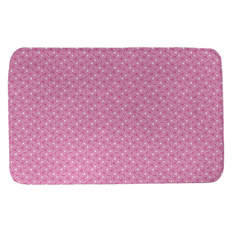 Avicia Memory Foam Non-Slip Bath Rug, 17" W x 24" L, Pink/White