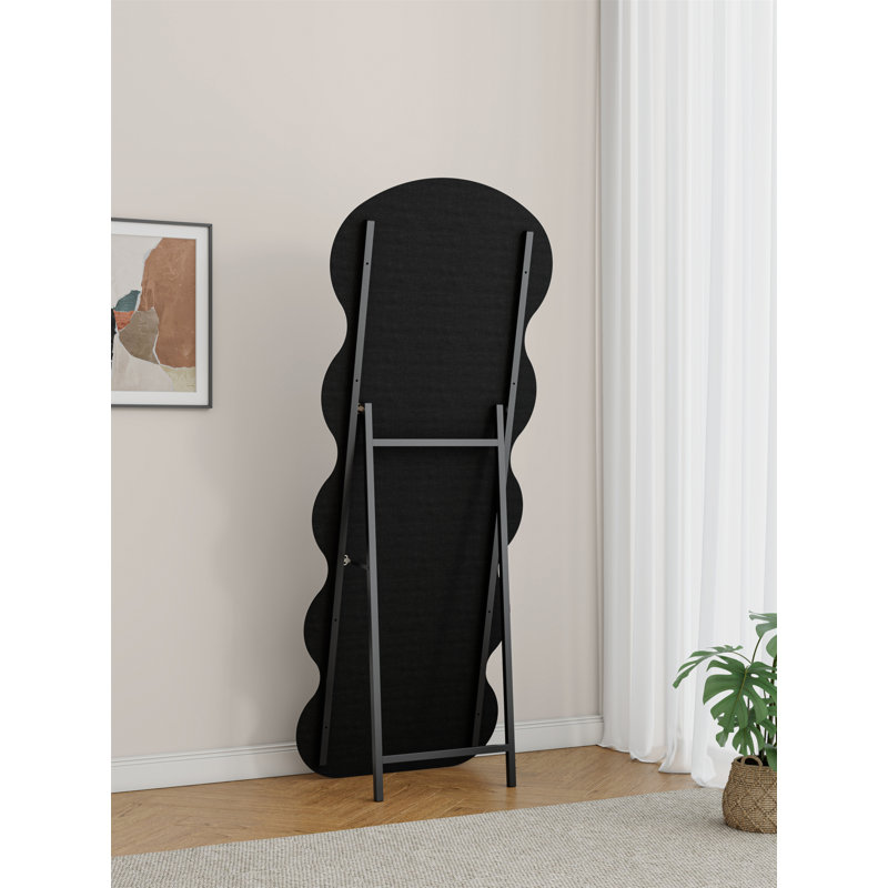 Miroir de plancher en flanelle noir pleine longueur avec support