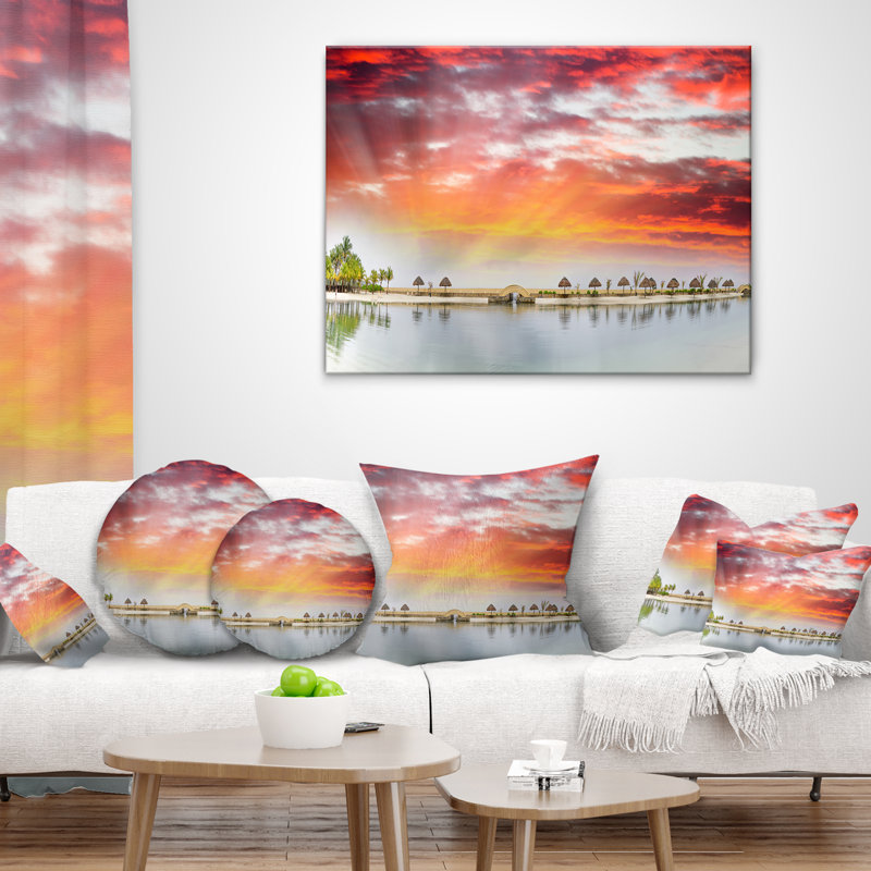 Coussin Roatan Beach Sunset - paysage imprimé