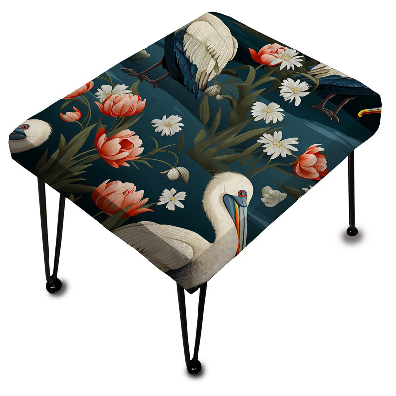 Coastal Pelican Parade Coastal Pattern - Coastal Rectangle Ottoman