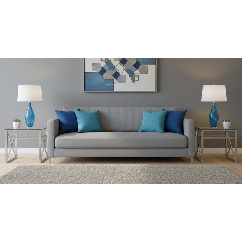 Scilla 30" Glass Table Lamp, Dark Blue