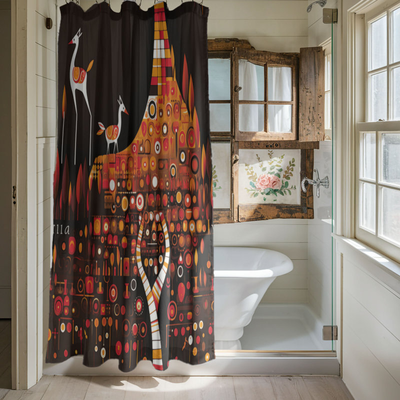 Rideau de douche abstrait Mudassir, H 74 po x l 71 po