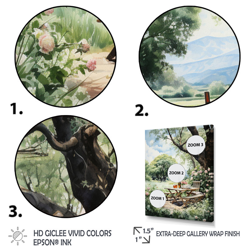 «Food Picnics Tranquil Retreat III», reproduction d'art sur toile, Cadre photo noir, H 20 po x l 12 po x P 1 po