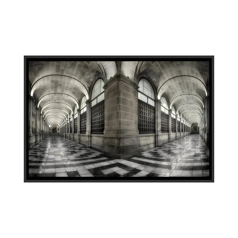 The Corridors Of The Escorial by Fran Osuna - Floater Frame Print on Canvas
