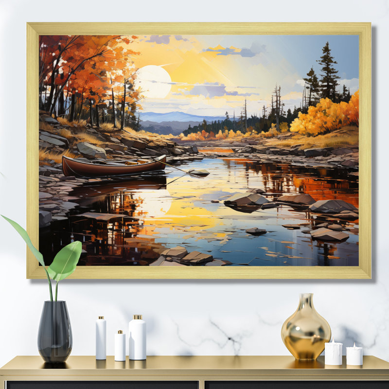 " Canada River Rhapsody IV ", 24" H x 32" W x 1" D, Gold Picture Framed