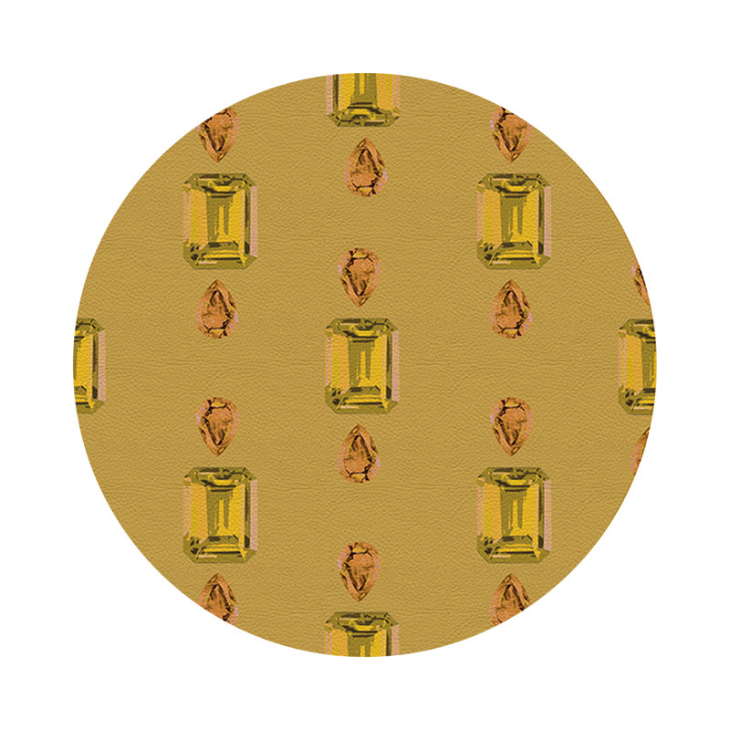 Vegan Leather Round Placemats, Citrines and Sapphires, Gold