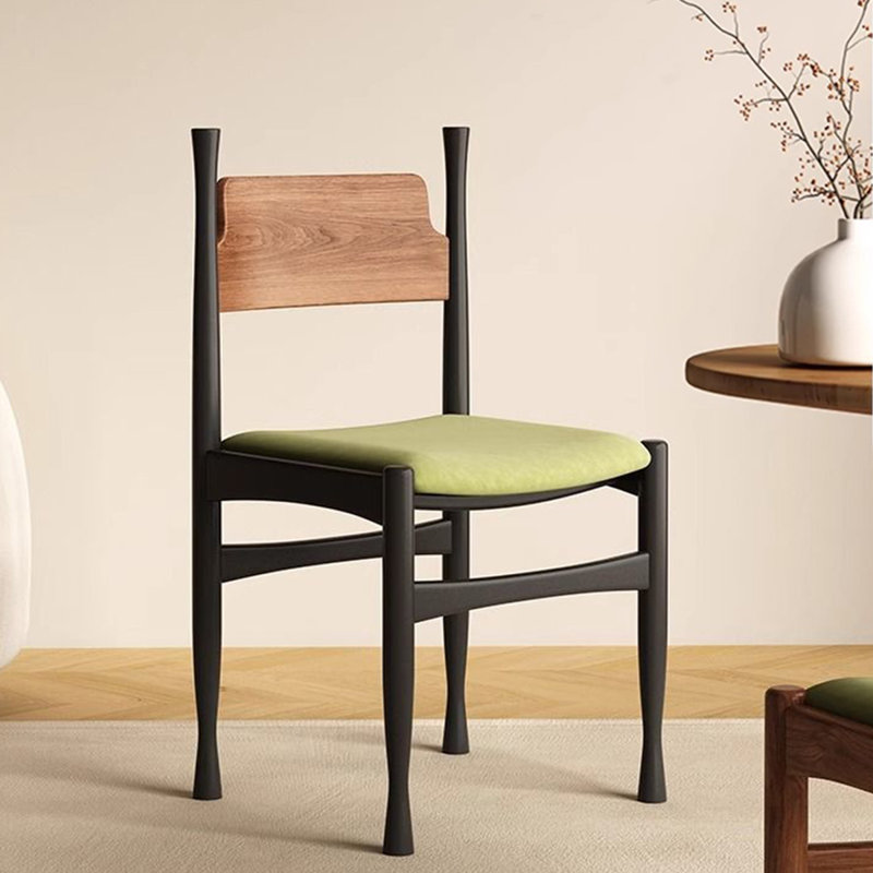 Chaise d'appoint à dossier noir et vert uni (ensemble de 2), Noir, Noir, Noir