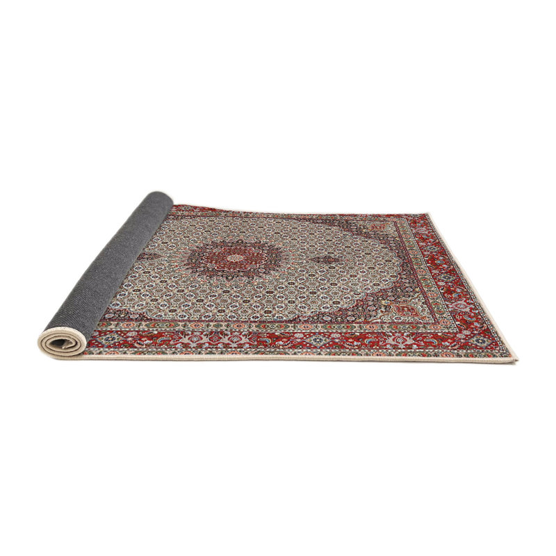 Tapis rouge/beige/noir traditionnel, Rond 4 pi