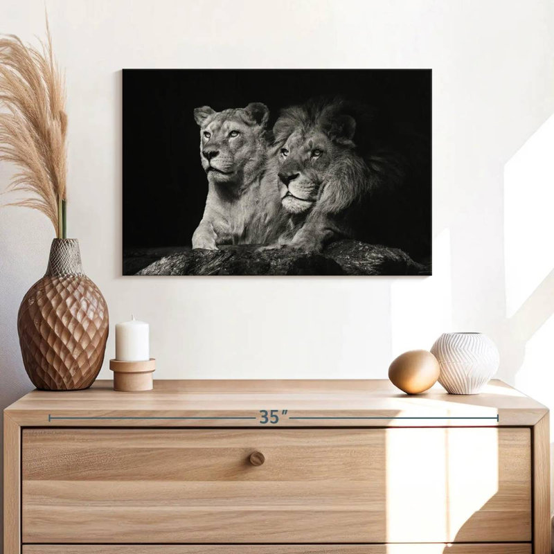Lion And Lioness Mates Canvas Print, 24" H x 16" W x 1.25" D