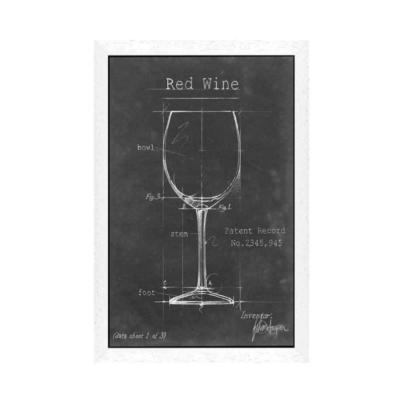 Barware Blueprint III 1 Piece Wrapped Canvas Wall Art, 101.6 cm H x 66.04 cm W, White Floater Framed