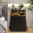 Modern Nightstand with Charging Station & Smart LED Light, Bedside Table with 2 Drawers and Open Shelf, Small End Table for Bedroom, Black-656581427