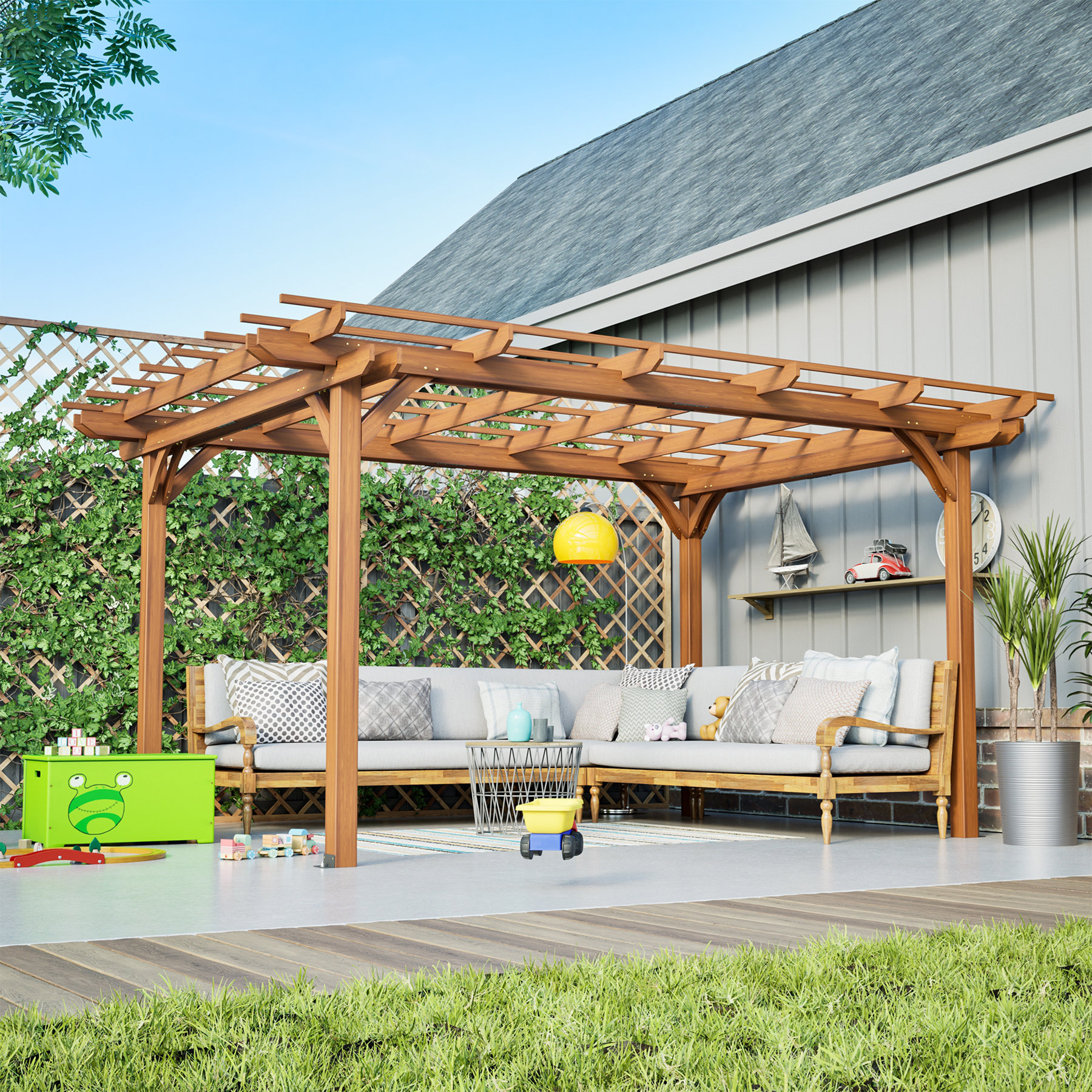 Fu Owner Outdoor Wood Pergola, Wooden Grape Pergola for Climbing Plant ...
