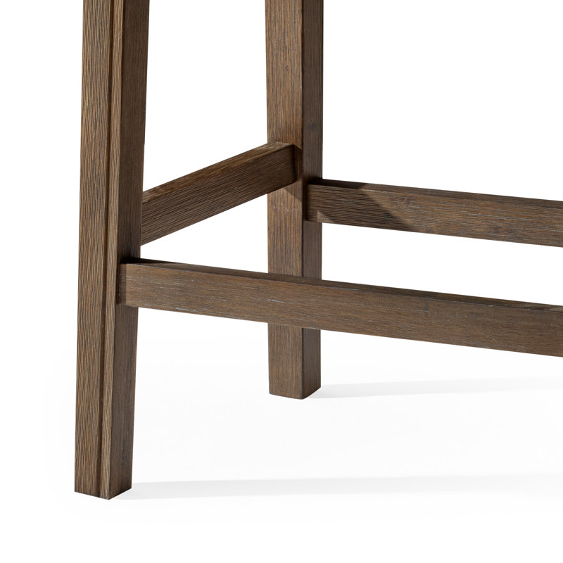 Maven Lane Adrien Backless Saddle Stool with Faux Leather Upholstery, Counter Stool (26" Seat Height), Marksman Saddle/Walnut