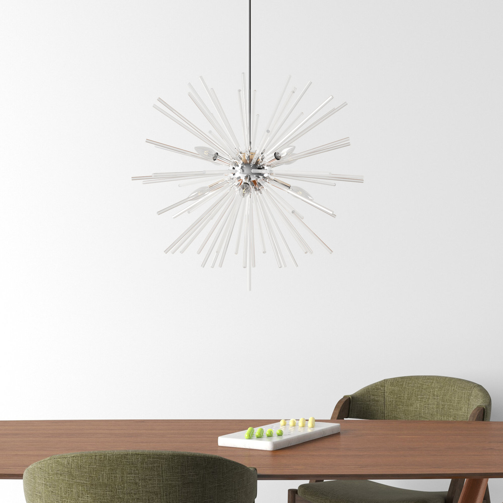 Ryzen 6 - Light Dimmable Sphere Chandelier, Polished Chrome, 25.75'' H x 15.75'' W x 25.75'' D