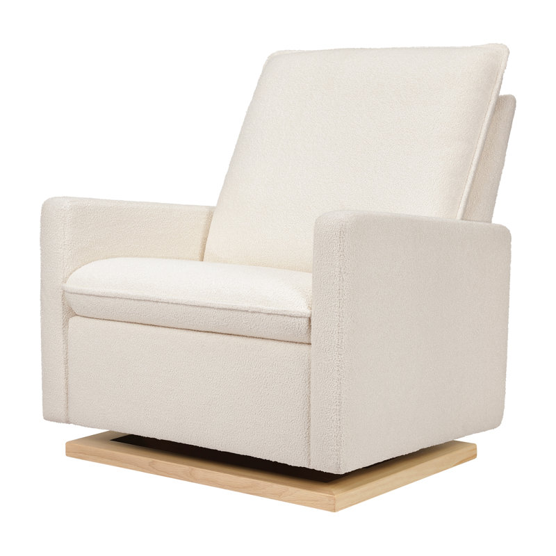 Chantilly Fleece Pillowback Glider with Light Wood Base