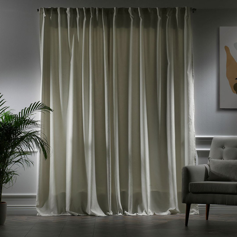 Room Darkening Single Curtain Panel, Ecru, 260cm Width x 200cm Drop