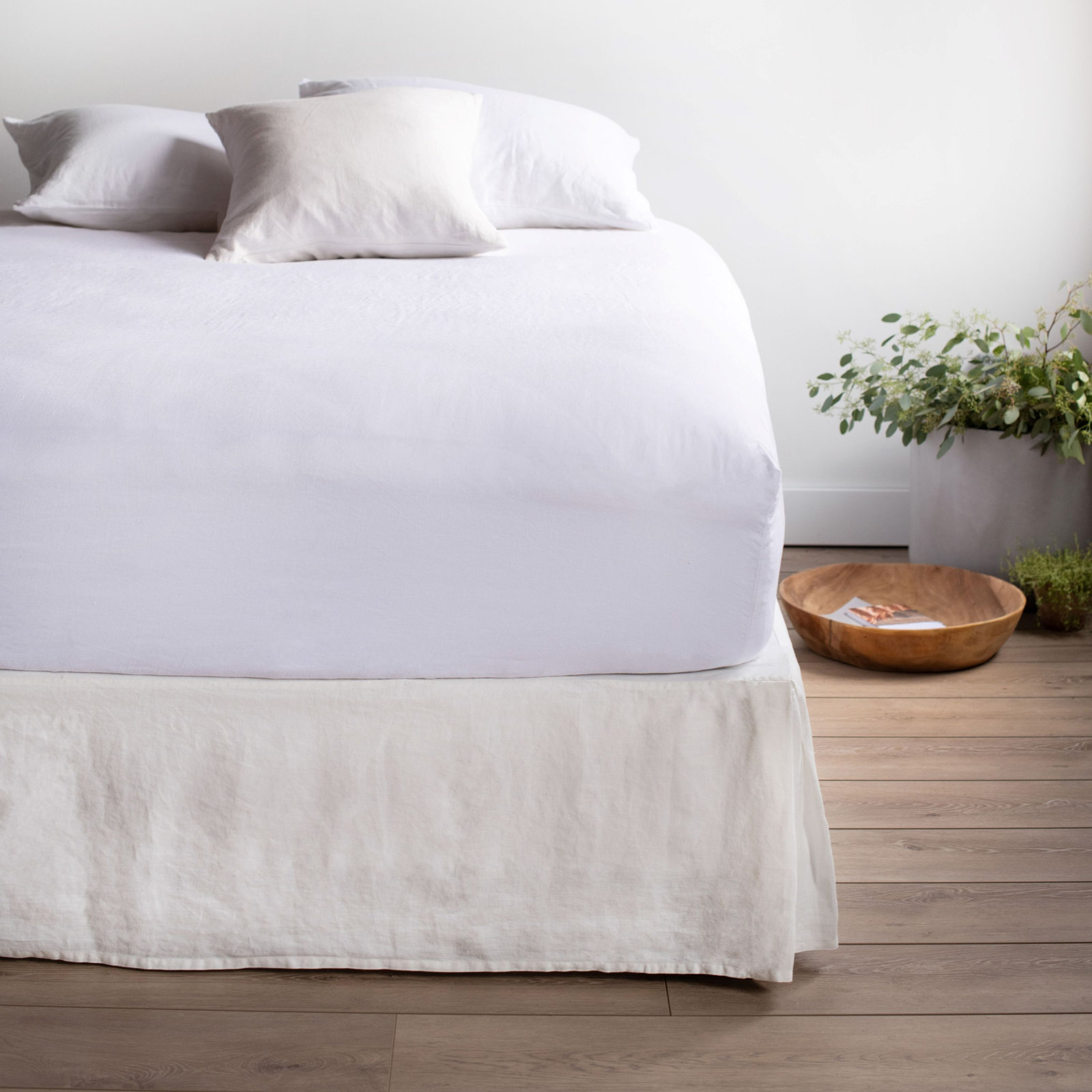 100% French Linen Bedskirt, Twin XL, Cream