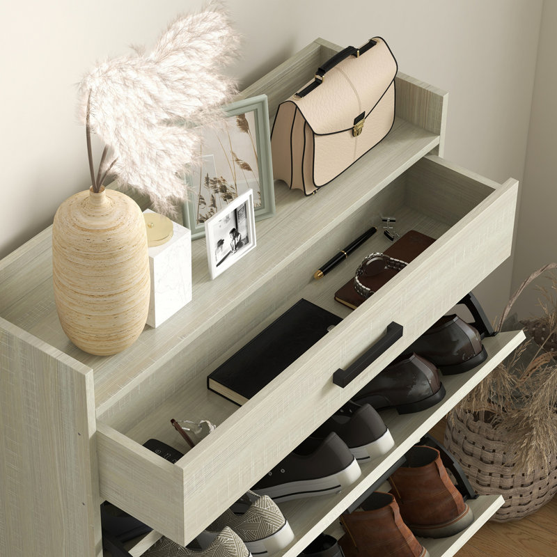 Narrow Shoe Cabinet, White
