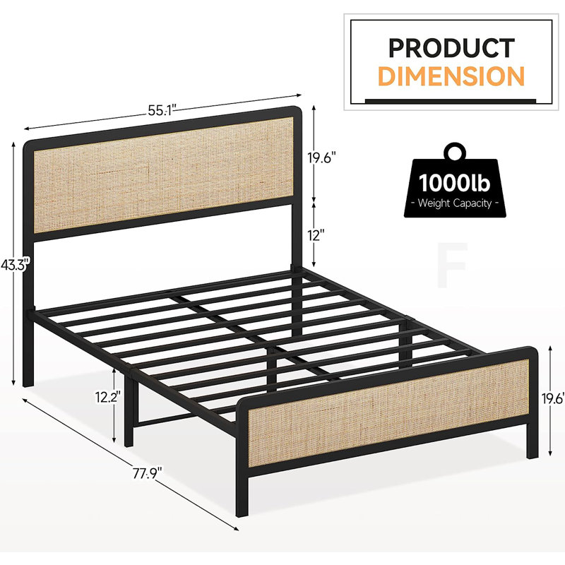 Upholstered Platform Bed, Full XL