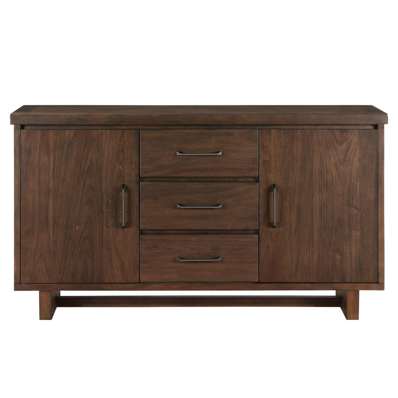 Harper 60" W Transitional Sideboard — Trestle Base · Adjustable Shelving · Walnut Finish