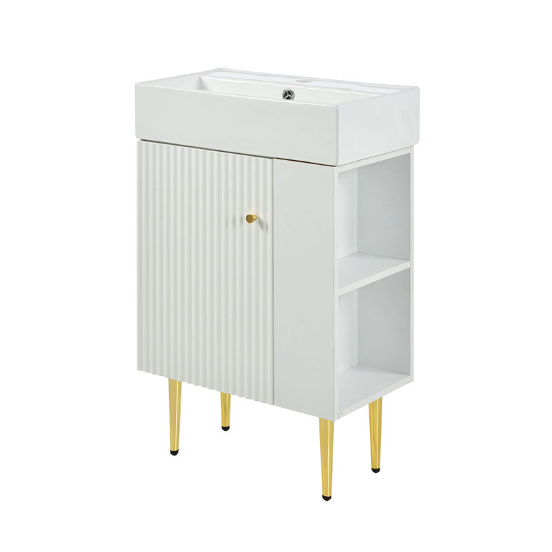 21.6'' Single Bathroom Vanity with Ceramic Top
