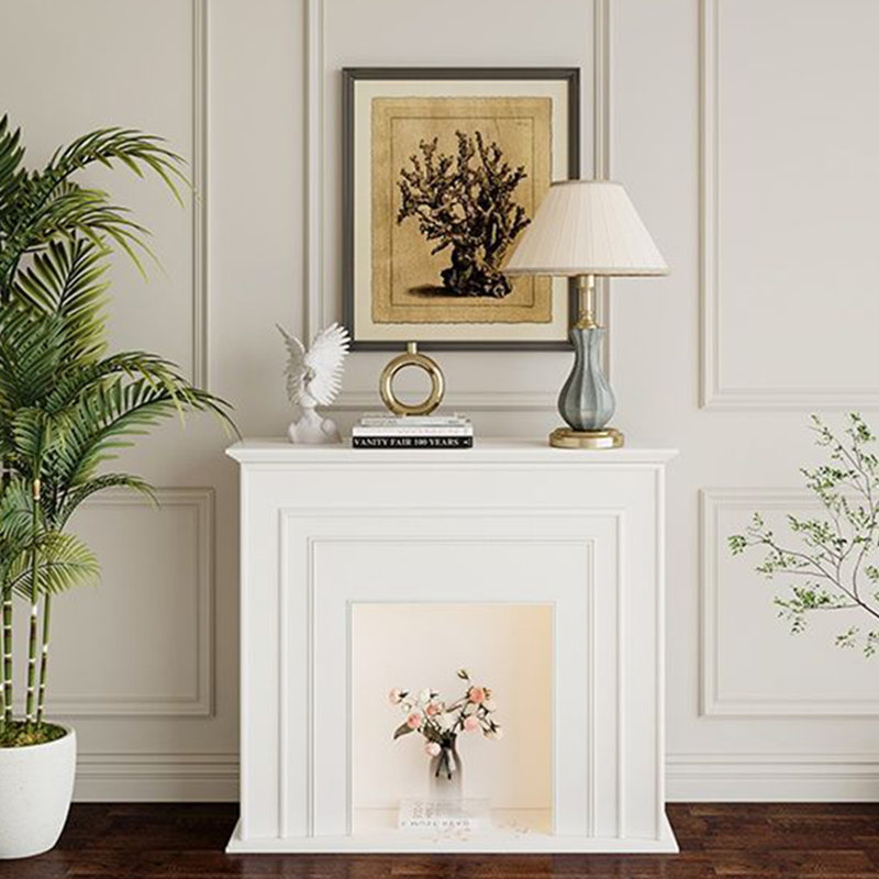 White Manufactured Wood Electric Fireplace