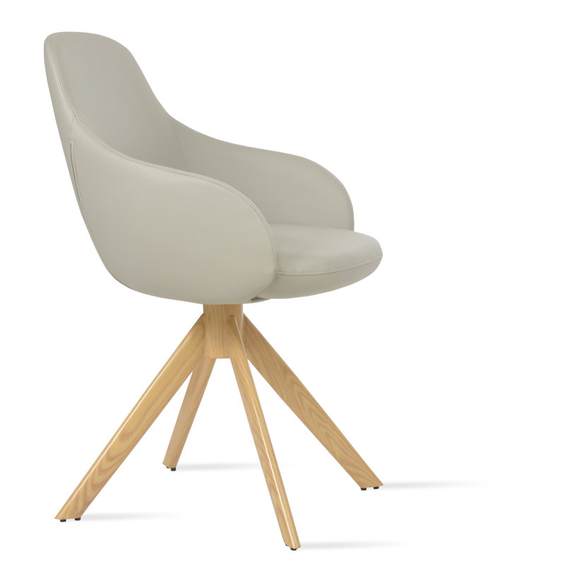 Fauteuil pivotant Gazel, Gris clair, Naturel