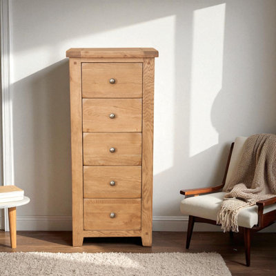 Latimer Solid Wood 55 cm W Chest of 5 Drawers