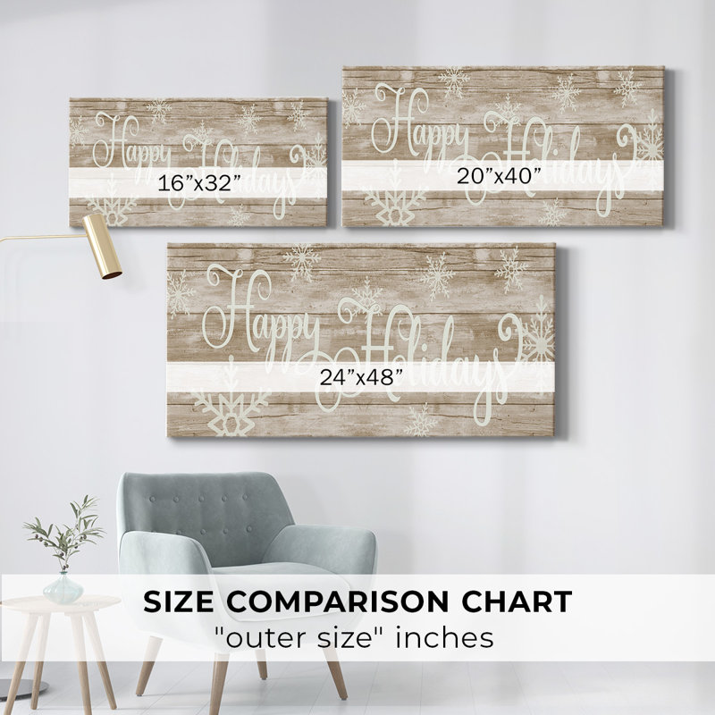Joyeuses fêtes sur toile, H 8 po x l 16 po x P 1,5 po