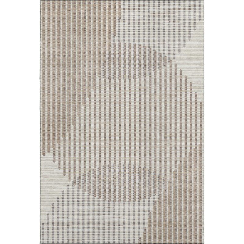 Premium Machine Washable Corum AMF1001 Circles Rug, Rectangle 8' x 10'