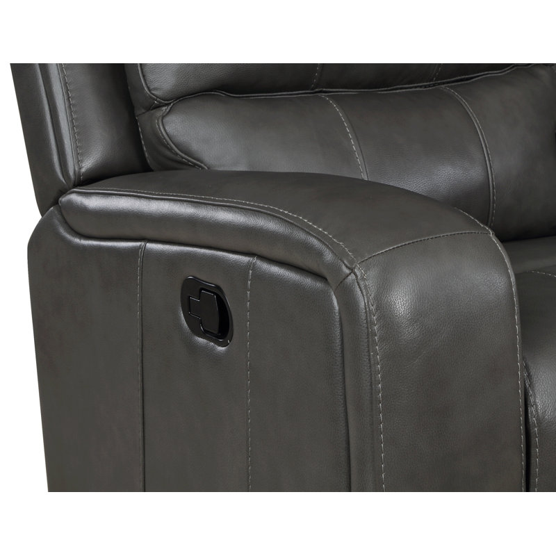 Joela Leather Glider Recliner, Gray, Manual - Push Back
