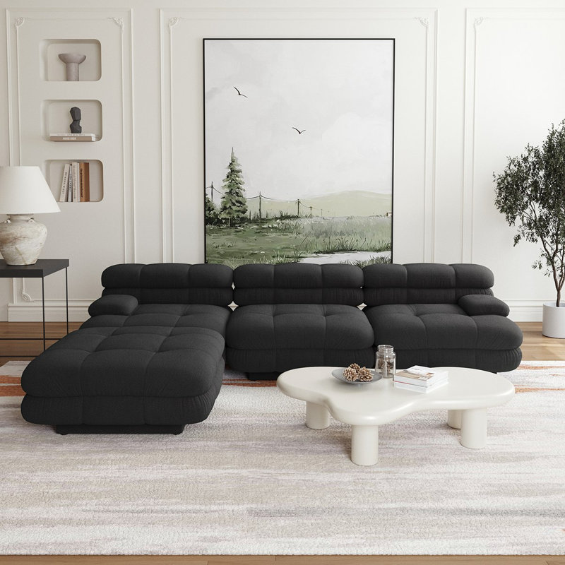 Canapé modulaire en velours modulaire Urban, Noir
