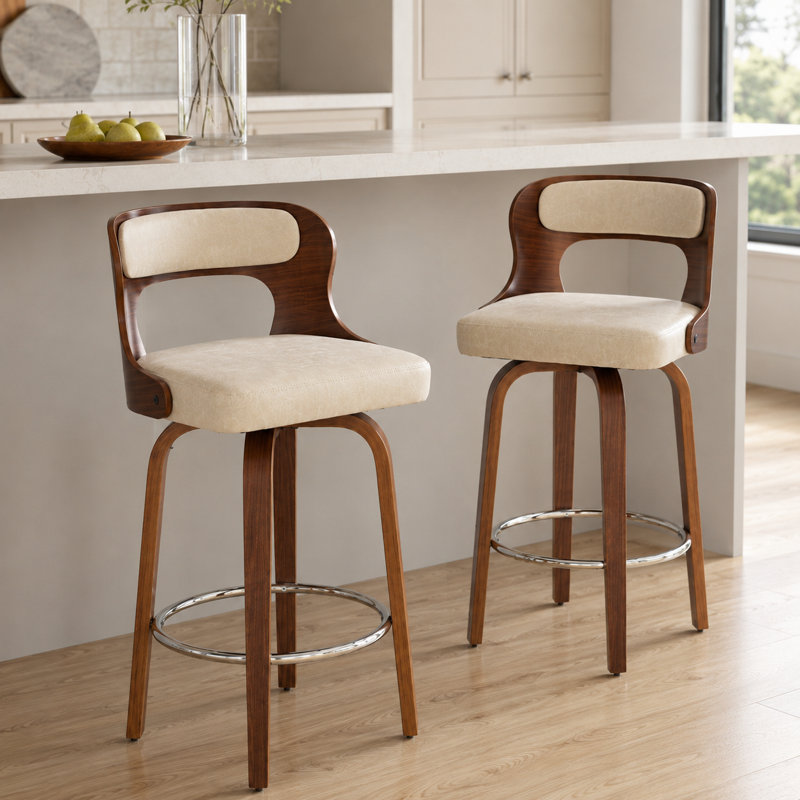 Tabourets de bar pivotants en similicuir, 4, Beige