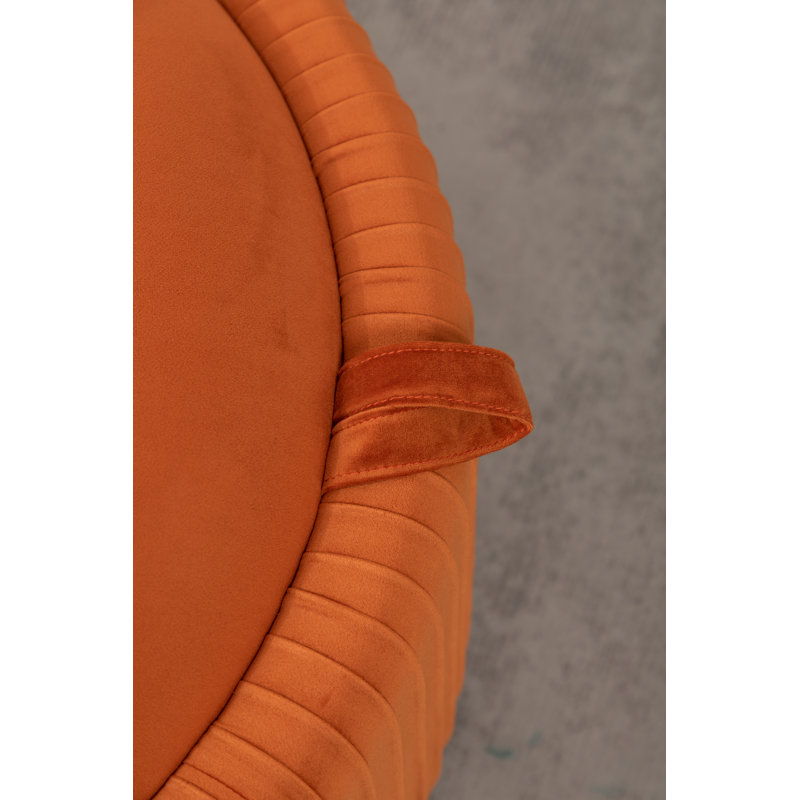 Savinien Upholstered Round Storage Ottoman, Orange Velvet
