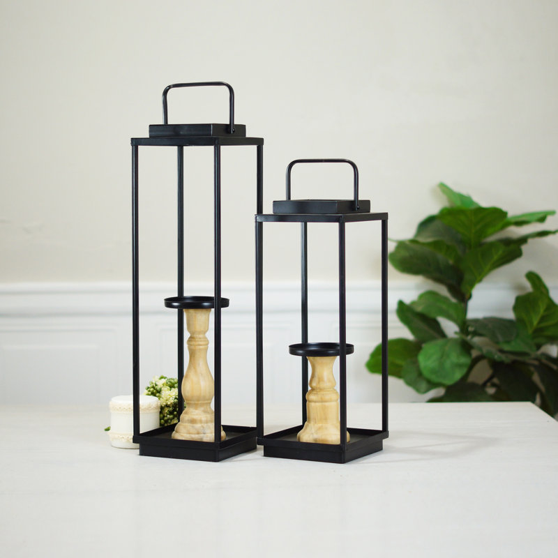 Ensemble de 2 porte-bougies en métal 20 po