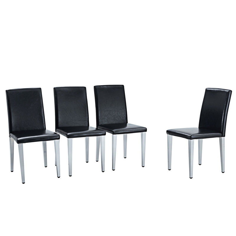 Upholstery Dining Chairs Side Chairs Set Of 4, Silver, 4, Black